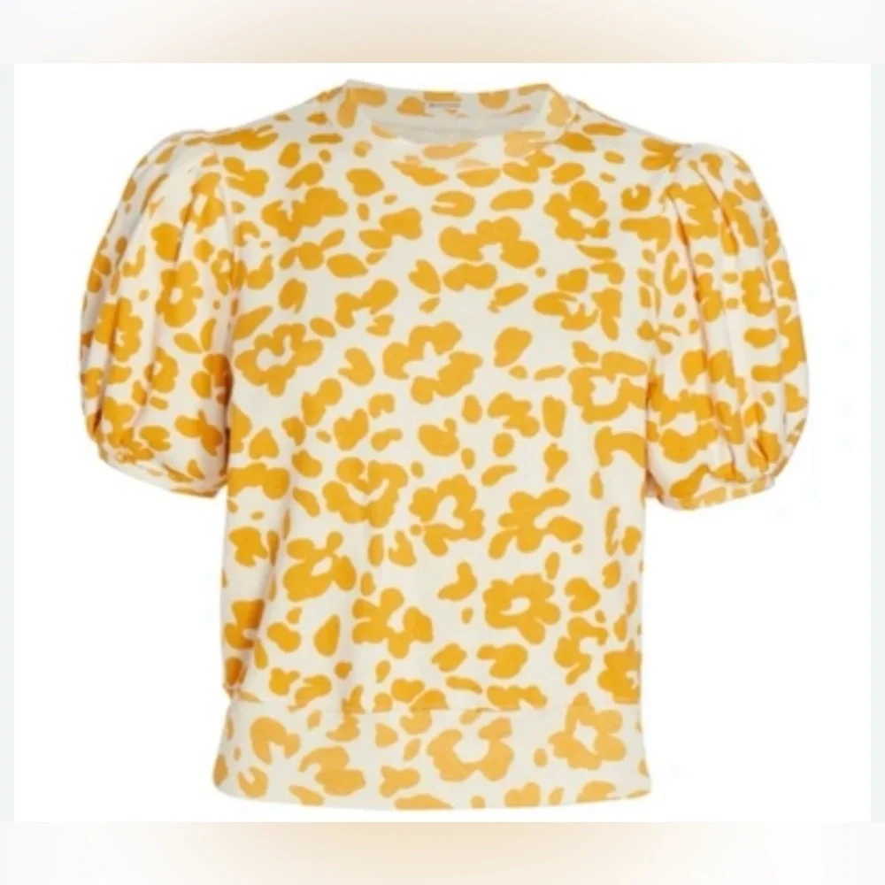 MOTHER The Curve Ball Sweatshirt Tee Puff Sleeve Top size S Womens - Picture 7 of 7